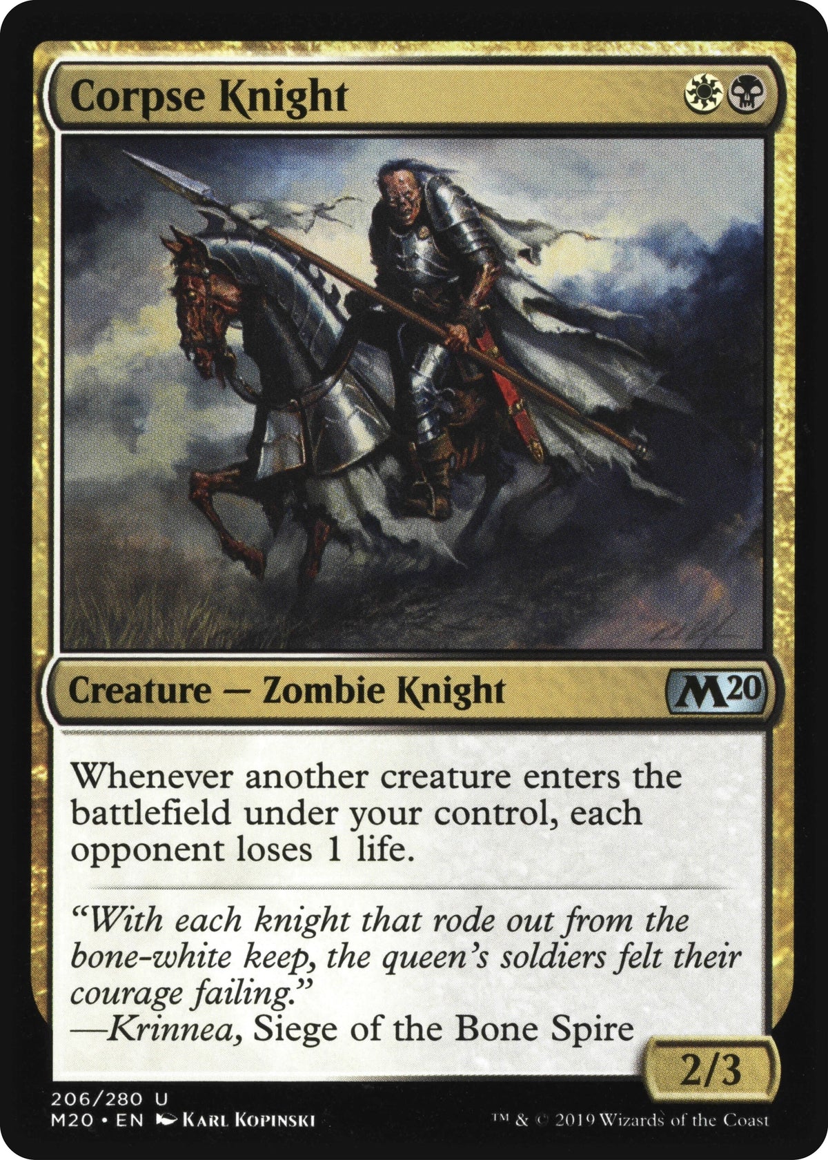 Image for Corpse Knight (2/3 Misprint) (206) (M20) - Magic: The Gathering