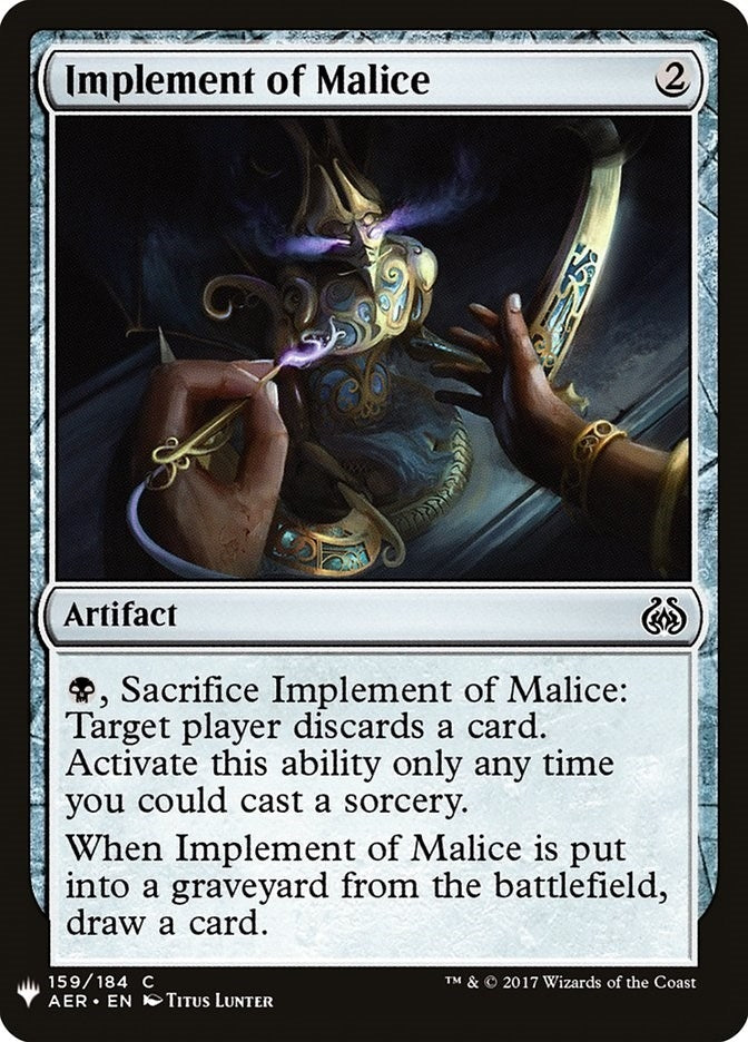 Image for Implement of Malice (159) (LIST) - Magic: The Gathering