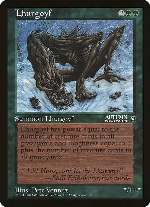Image for Lhurgoyf (Arena League) (OVER) - Magic: The Gathering