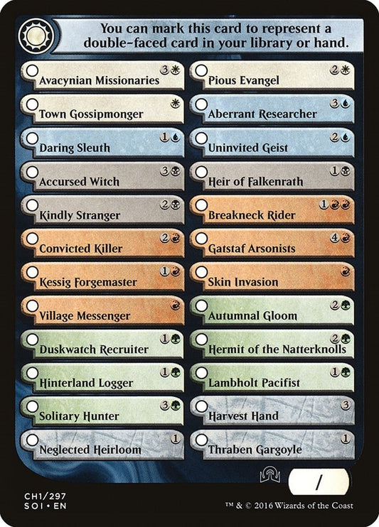 Image for Checklist Card - (CH1) Shadows over Innistrad (CH1) (SOI) - Magic: The Gathering