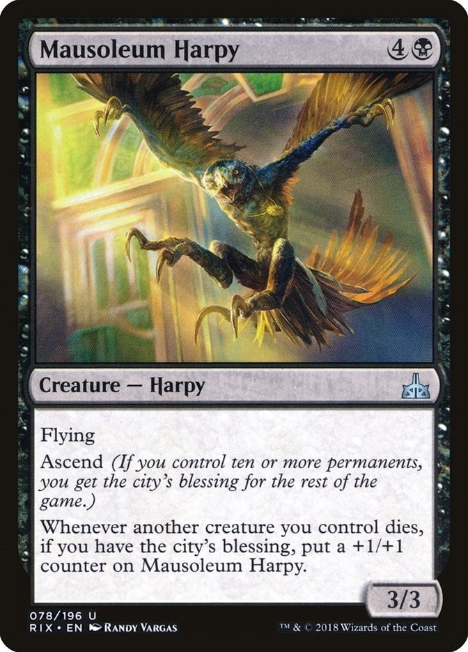 Image for Mausoleum Harpy (78) (RIX) - Magic: The Gathering