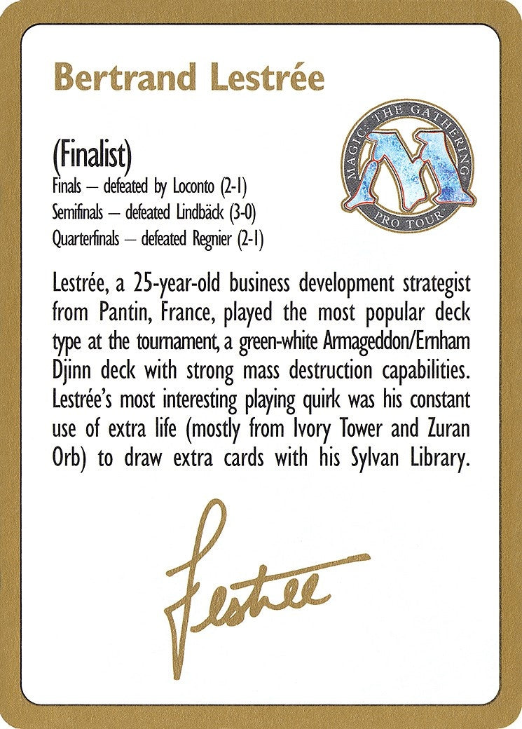 1996 Bertrand Lestree Biography Card (WCD)