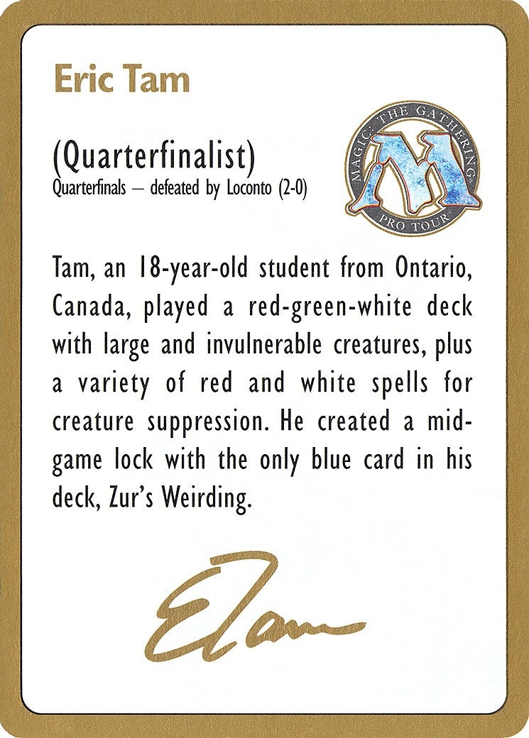 1996 Eric Tam Biography Card (WCD)