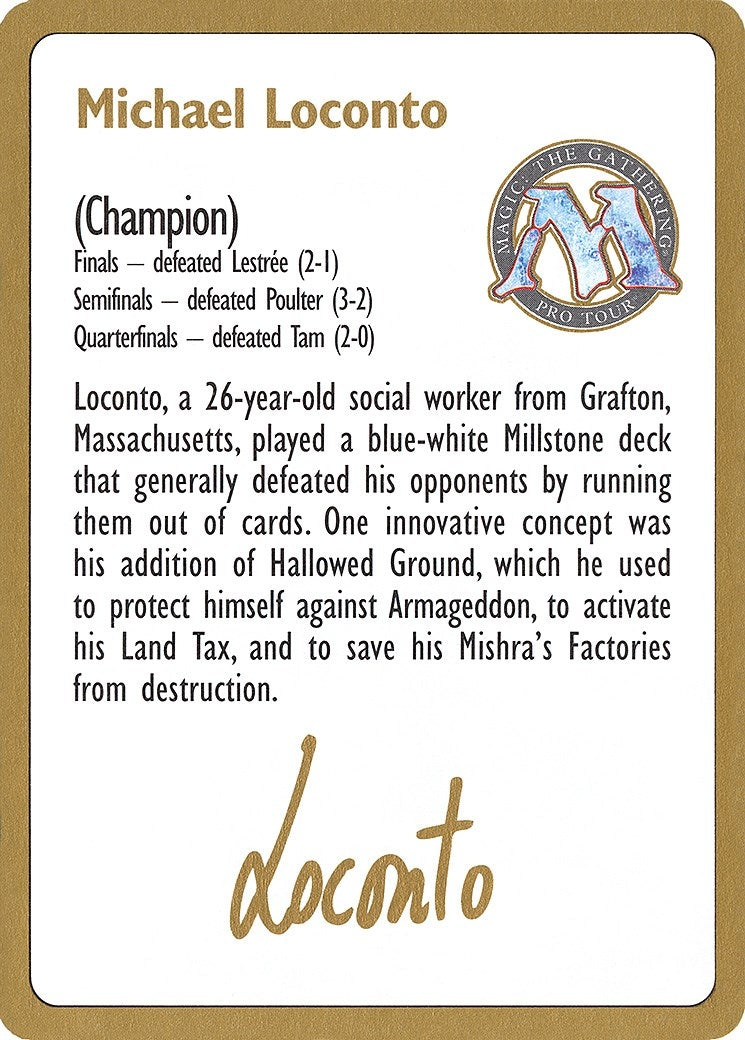 1996 Michael Loconto Biography Card (WCD)