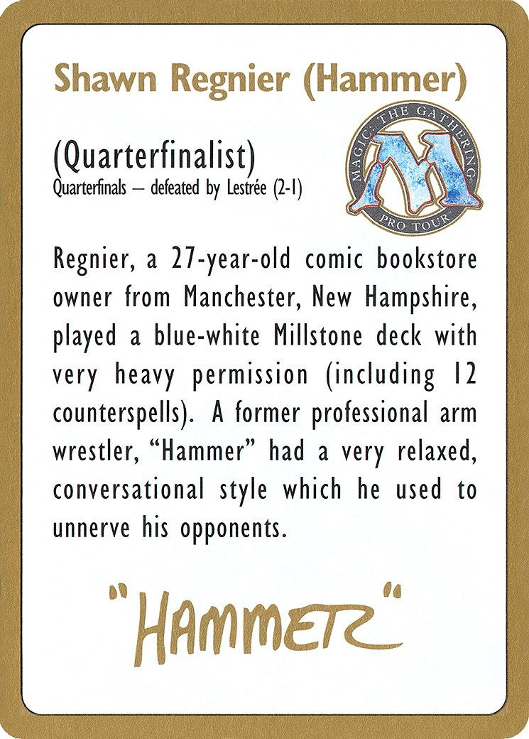 1996 Shawn "Hammer" Regnier Biography Card (WCD)
