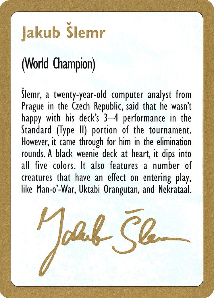 1997 Jakub Slemr Biography Card (WCD)