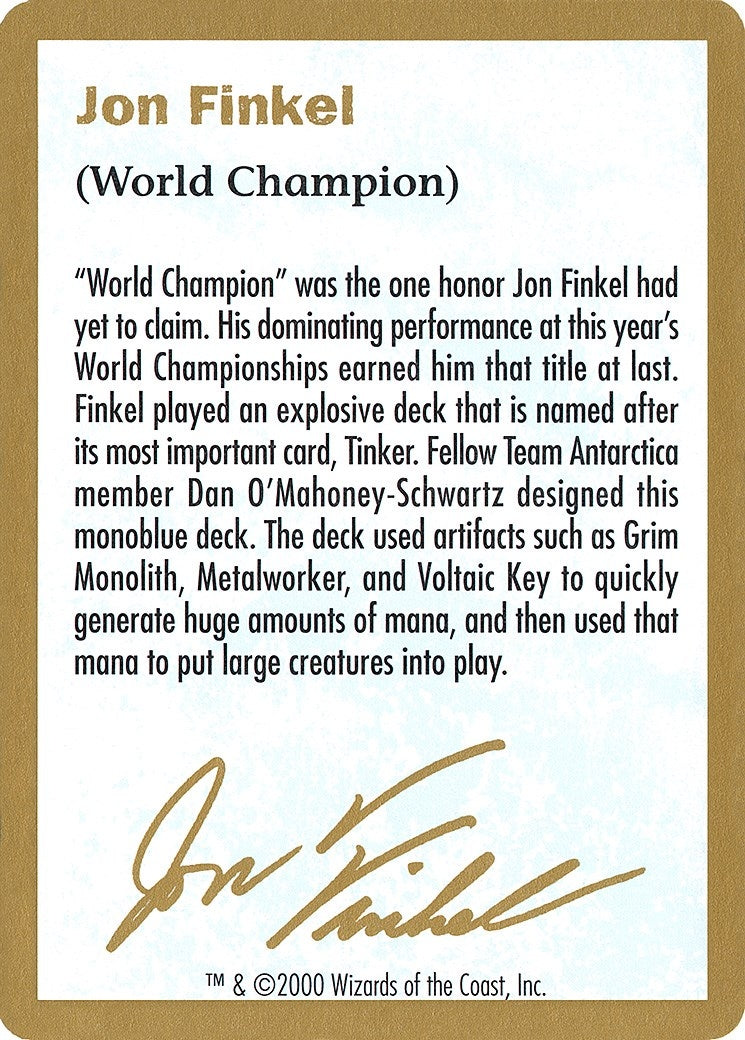 2000 Jon Finkel Biography Card (WCD)