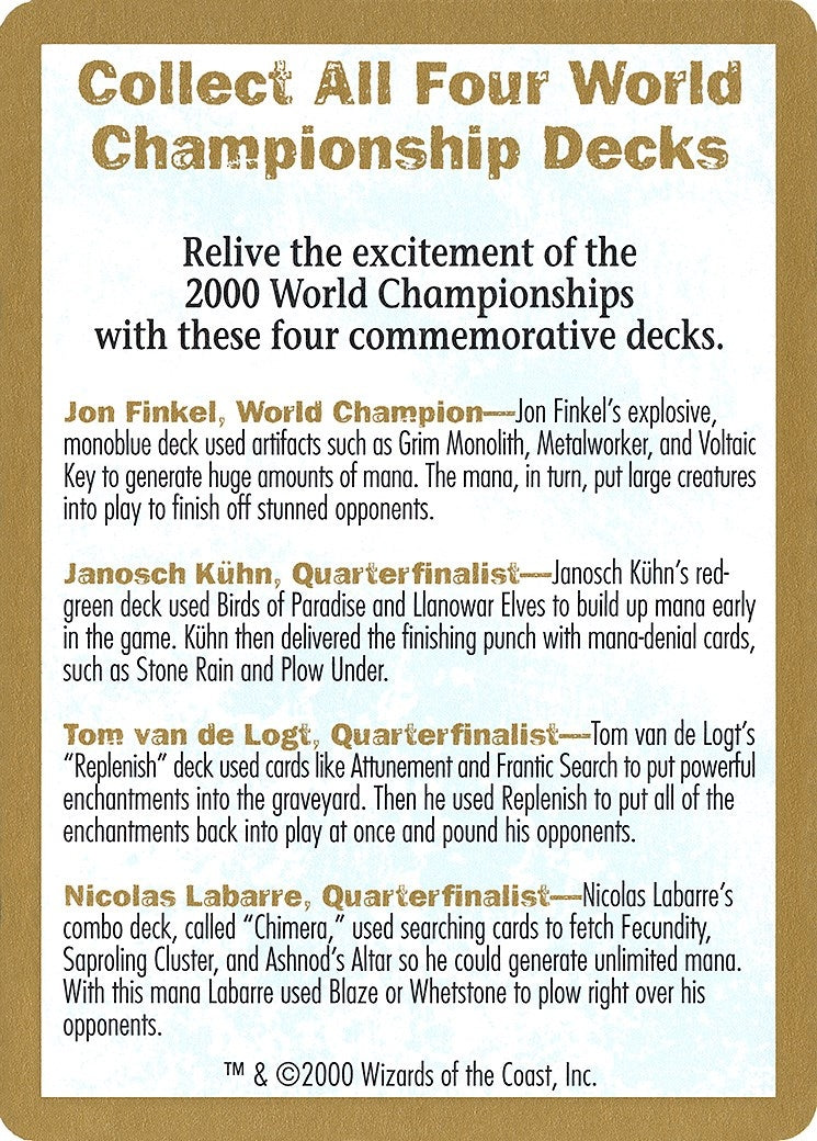 2000 World Championship Advertisement Card (WCD)