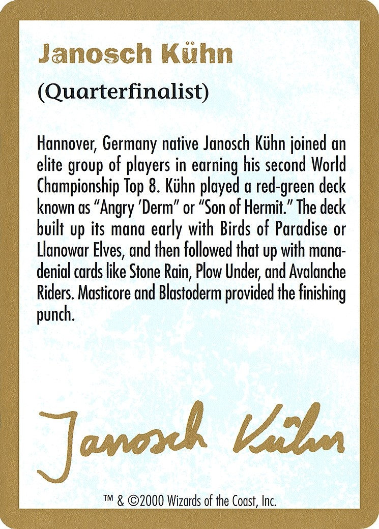 2000 Janosch Kuhn Biography Card (WCD)