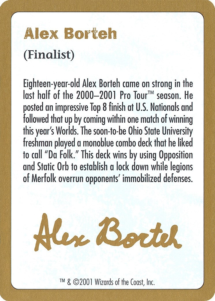 2001 Alex Borteh Biography Card (WCD)
