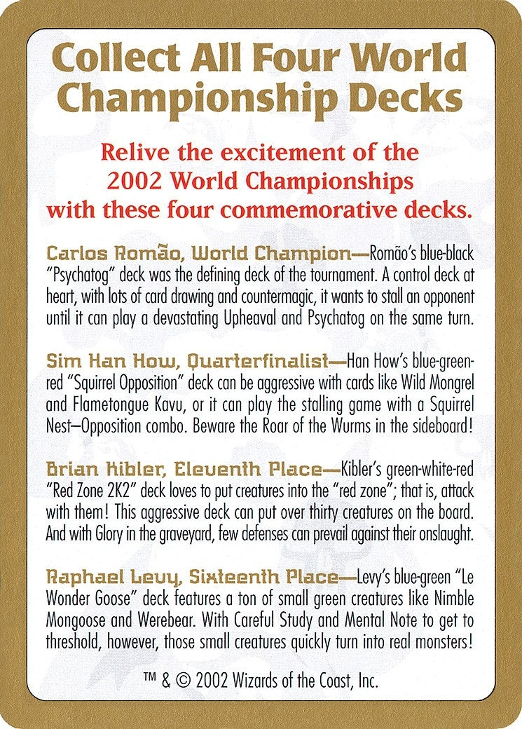 2002 World Championship Advertisement Card (WCD)