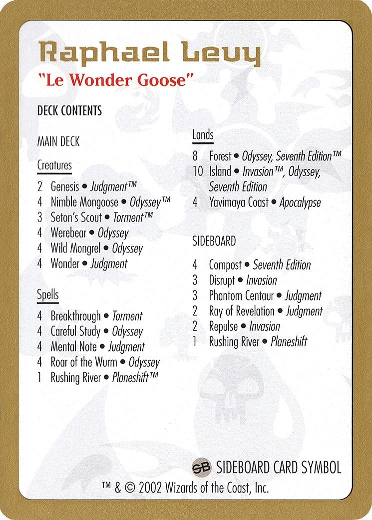 2002 Raphael Levy Decklist Card (WCD)