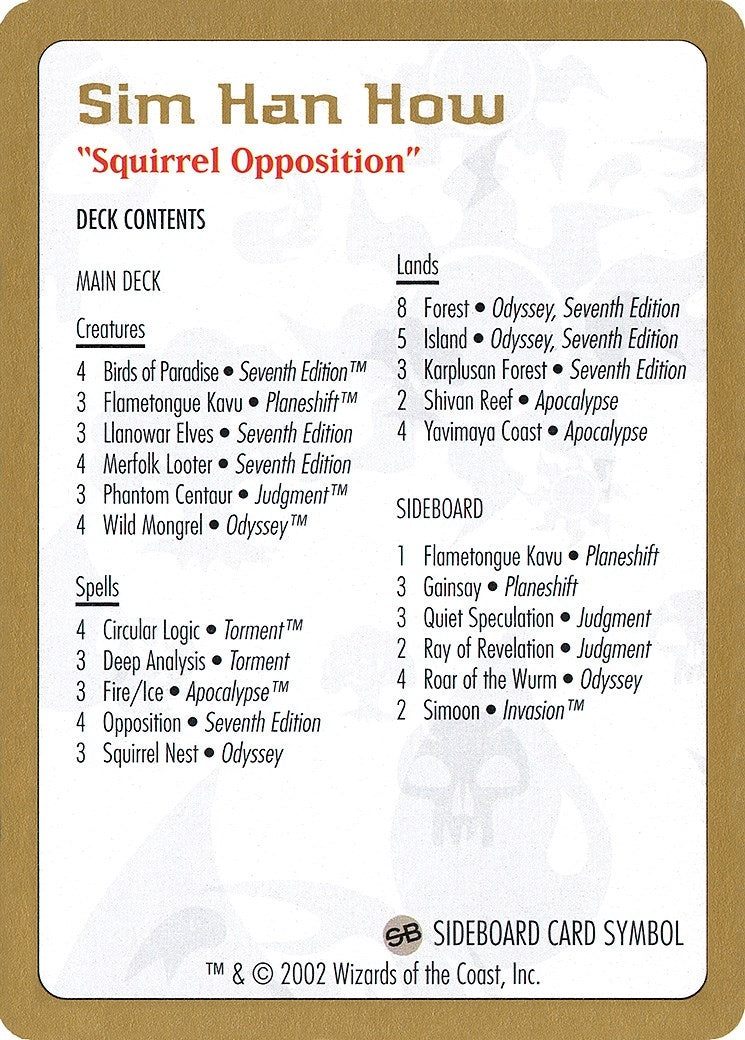 2002 Sim Han How Decklist Card (WCD)