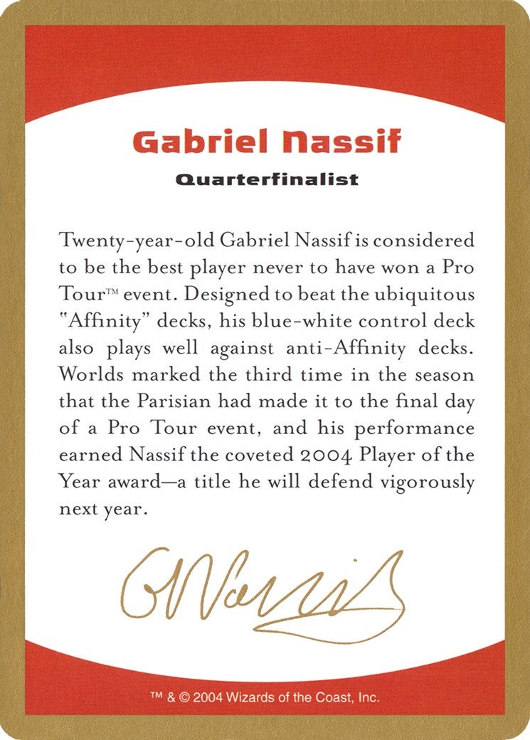 2004 Gabriel Nassif Biography Card (WCD)