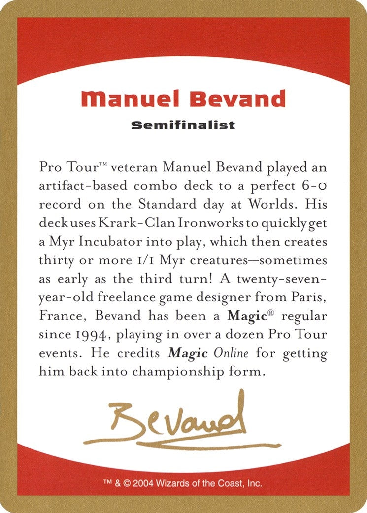 2004 Manuel Bevand Biography Card (WCD)