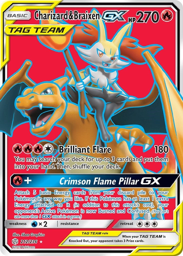 Charizard & Braixen GX (Full Art) (212/236) (SM12)