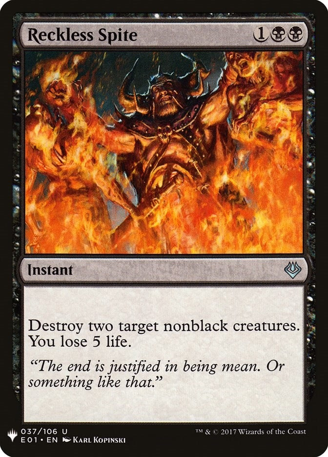 Image for Reckless Spite (37) (LIST) - Magic: The Gathering