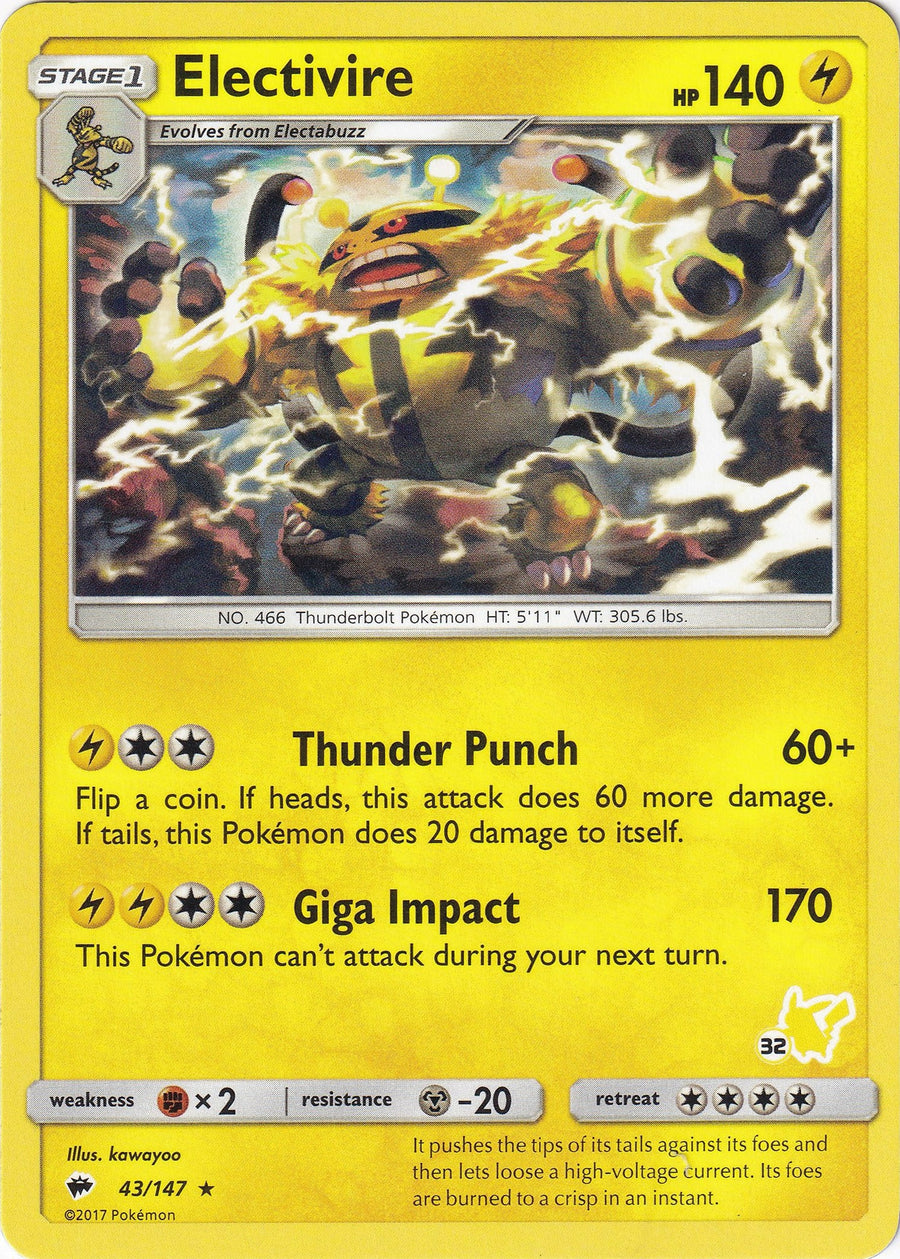 Electivire- 43/147 (#32 Pikachu Stamped) (043/147) (BTA)