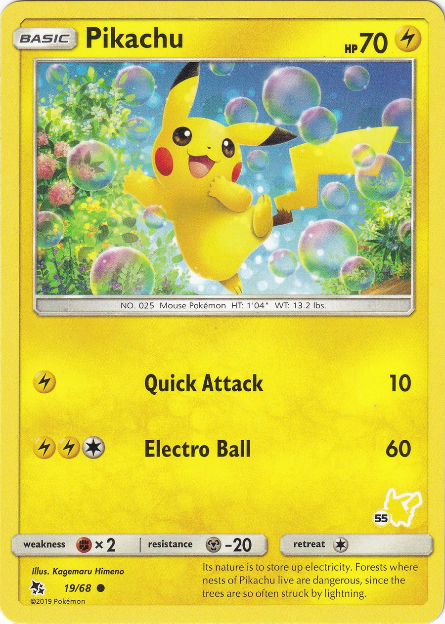 Pikachu - 19/68 (#55 Pikachu Stamped) (019/068) (BTA)