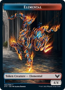 Image for Elemental (2) // Emblem - Rowan, Scholar of Sparks Double-sided Token (9) (2 // 9) (STX) - Magic: The Gathering