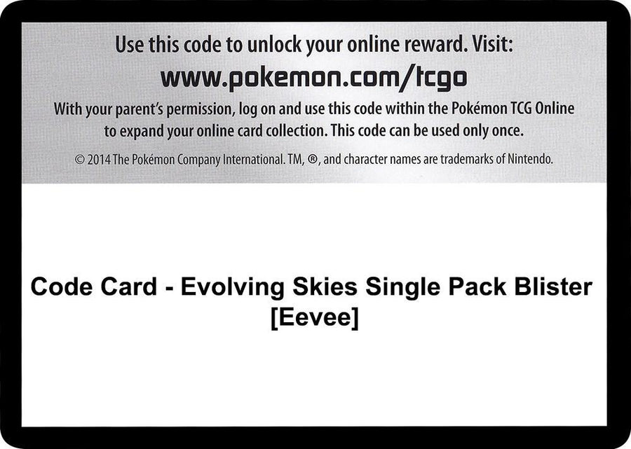 Code Card - Evolving Skies Single Pack Blister [Eevee] (SWSH07)