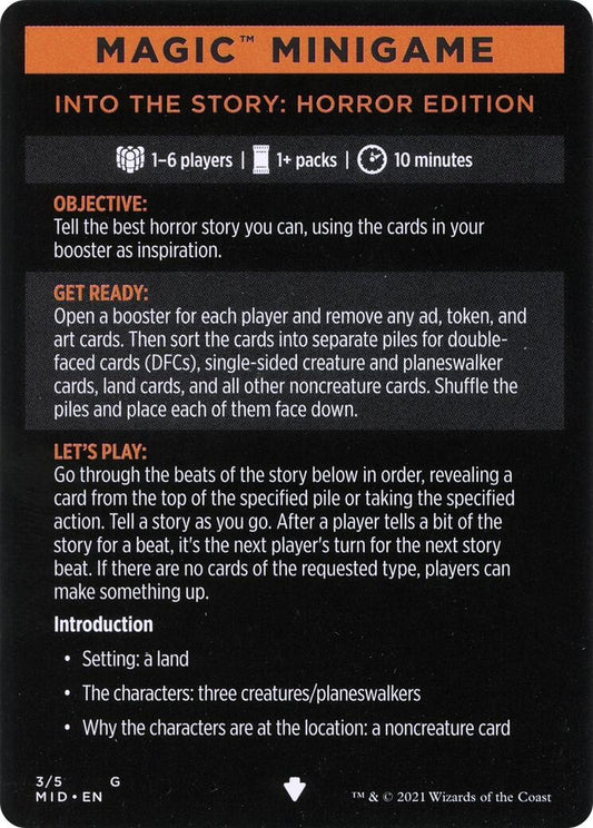 Image for Magic Minigame: Into the Story: Horror Edition (3) (MID) - Magic: The Gathering