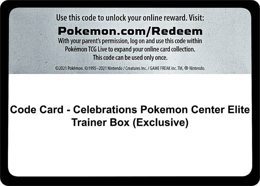 Code Card - Celebrations Pokemon Center Elite Trainer Box (Exclusive) (CLB)