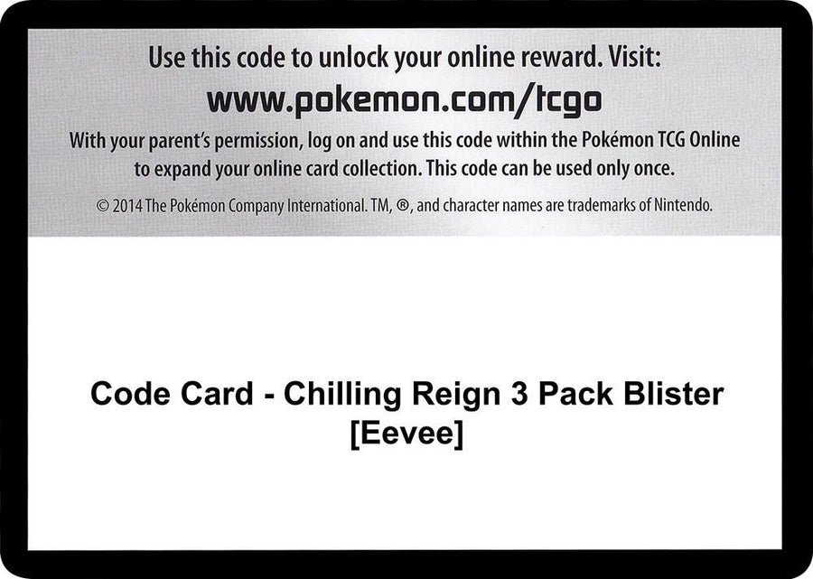 Code Card - Chilling Reign 3 Pack Blister [Eevee] (SWSH06)