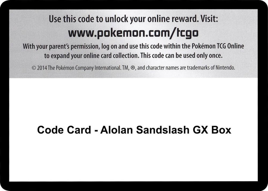 Code Card - Alolan Sandslash GX Box (MCAP)