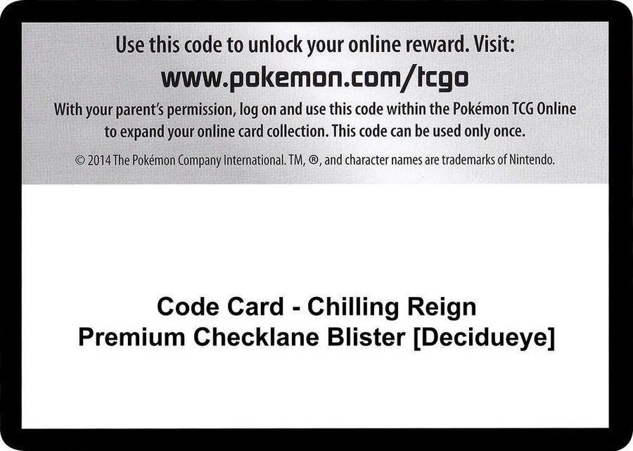 Code Card - Chilling Reign Premium Checklane Blister [Decidueye] (SWSH06)