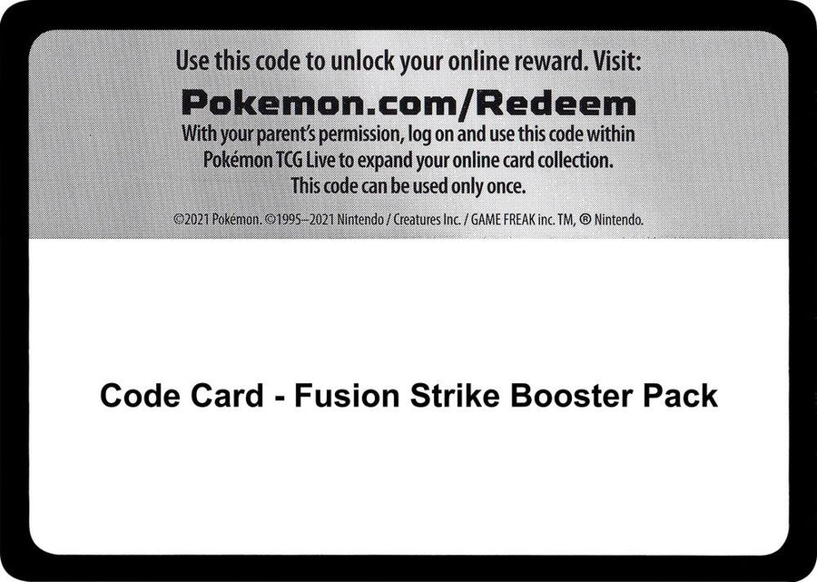 Code Card - Fusion Strike Booster Pack (SWSH08)
