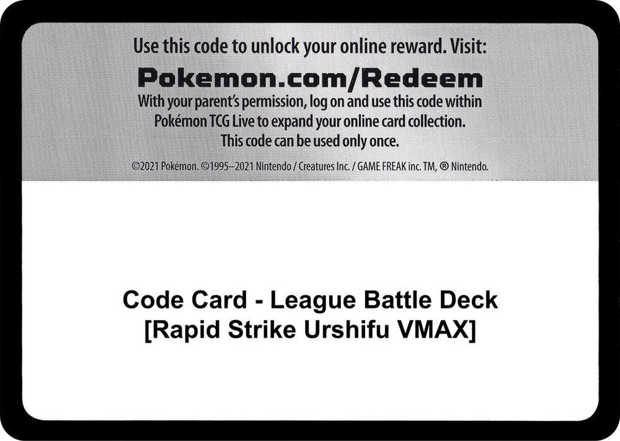 Code Card - League Battle Deck [Rapid Strike Urshifu VMAX] (MCAP)