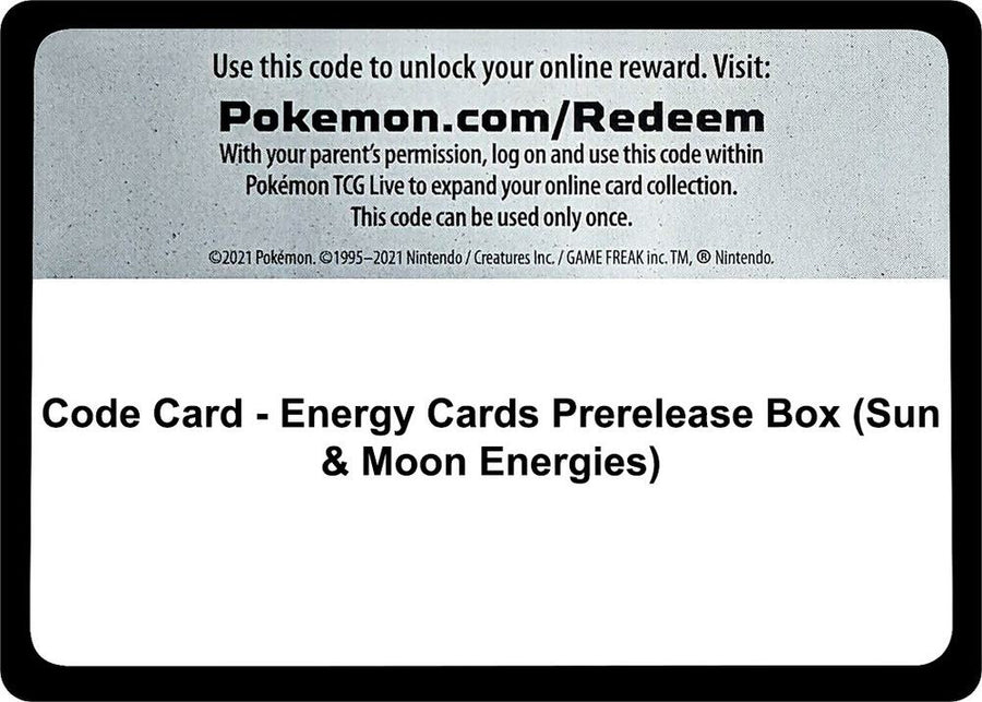 Code Card - Energy Cards Prerelease Box (Sun & Moon Energies) (MCAP)