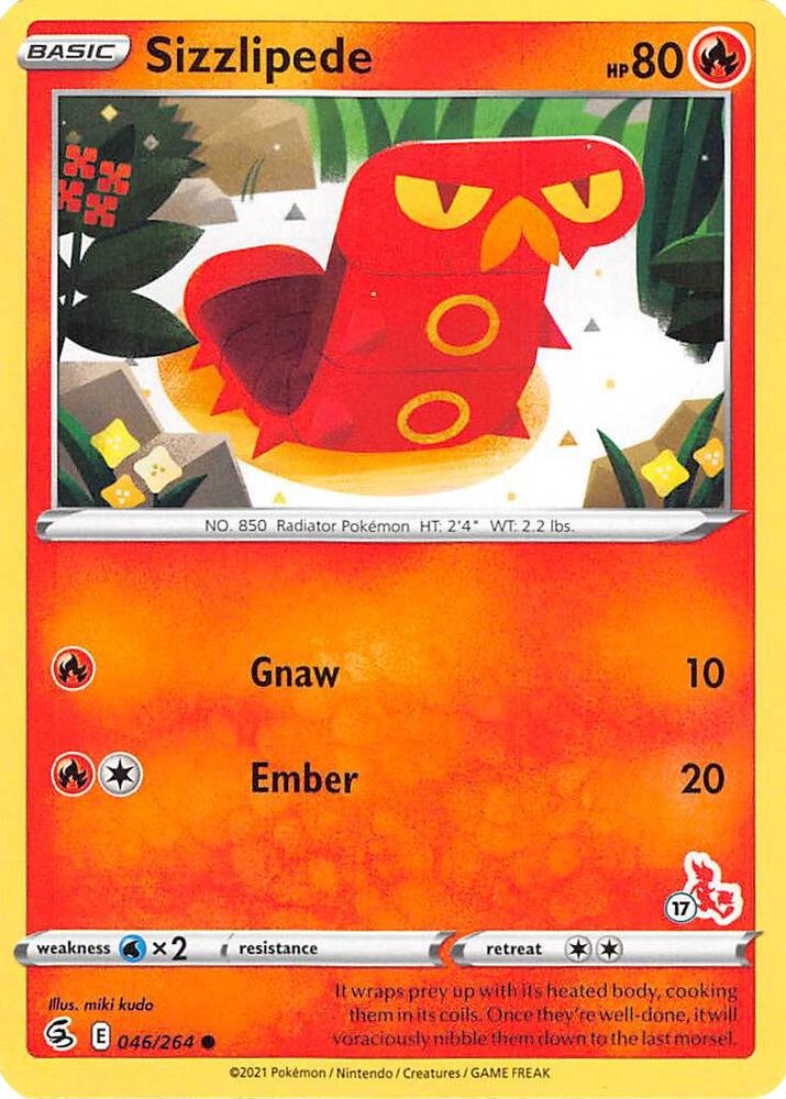 Sizzlipede - 046/264 (#17 Cinderace Stamped) (046/264) (BA22)