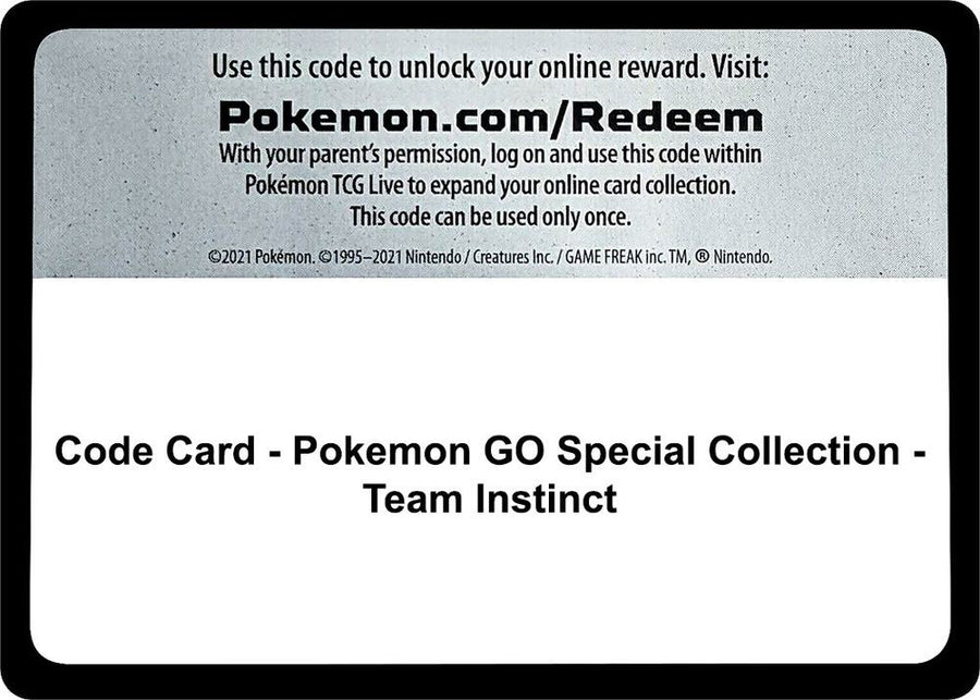 Code Card - Pokemon GO Special Collection - Team Instinct (PGO)