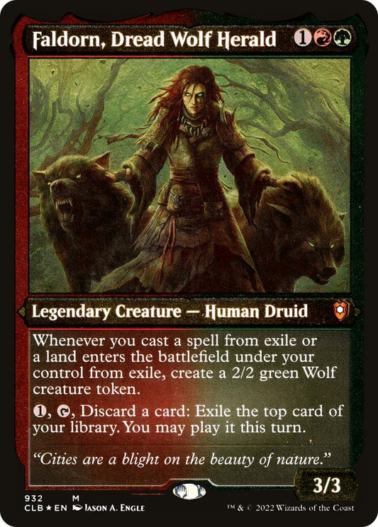 Image for Faldorn, Dread Wolf Herald (Display Commander) - Thick Stock (932) (CLB) - Magic: The Gathering