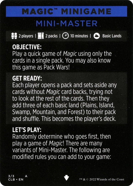 Image for Magic Minigame: Mini-Master (3) (CLB) - Magic: The Gathering