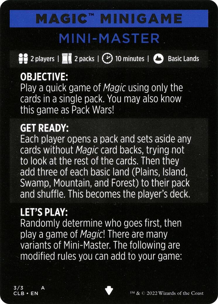 Magic Minigame: Mini-Master (3) (CLB)