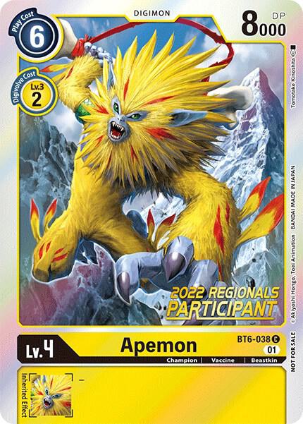 Apemon (2022 Championship Online Regional) [Online Participant] (BT6-038 C) (BT-06)