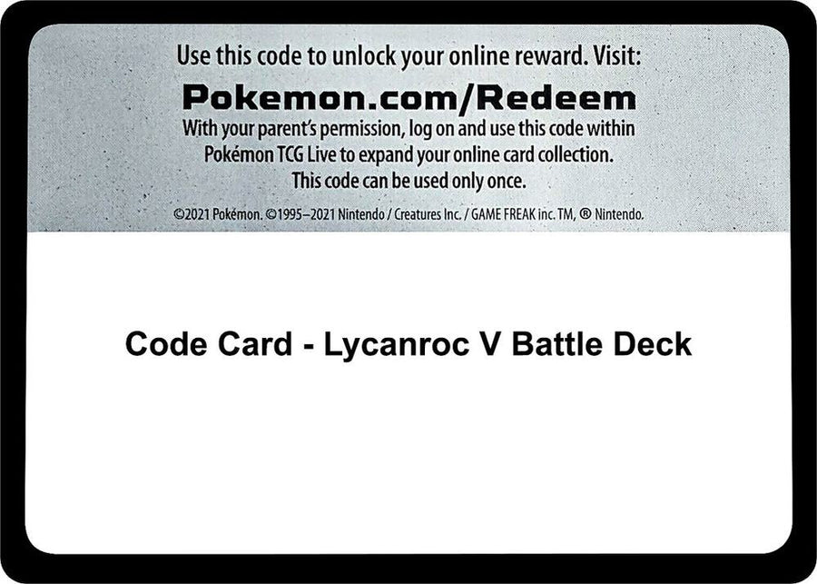 Code Card - Lycanroc V Battle Deck (MCAP)