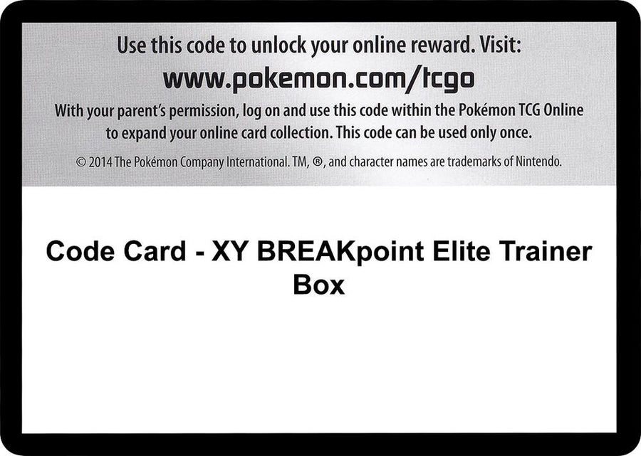 Code Card - XY BREAKpoint Elite Trainer Box (BKP)
