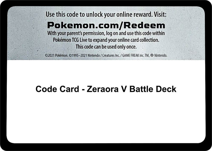 Code Card - Zeraora V Battle Deck (MCAP)
