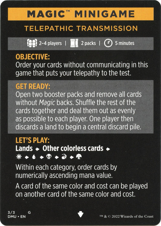 Image for Magic Minigame: Telepathic Transmission (3) (DMU) - Magic: The Gathering