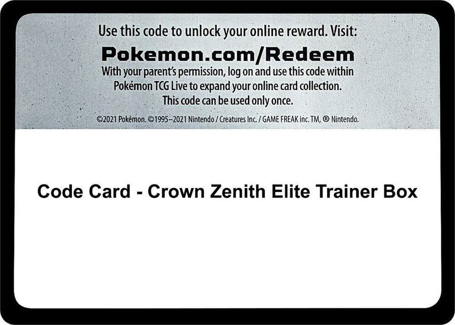 Code Card - Crown Zenith Elite Trainer Box (CRZ)