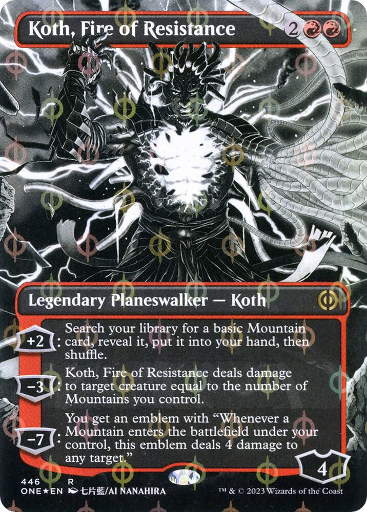 Koth, Fire of Resistance (Borderless) (Step-and-Compleat Foil) (446) (ONE)