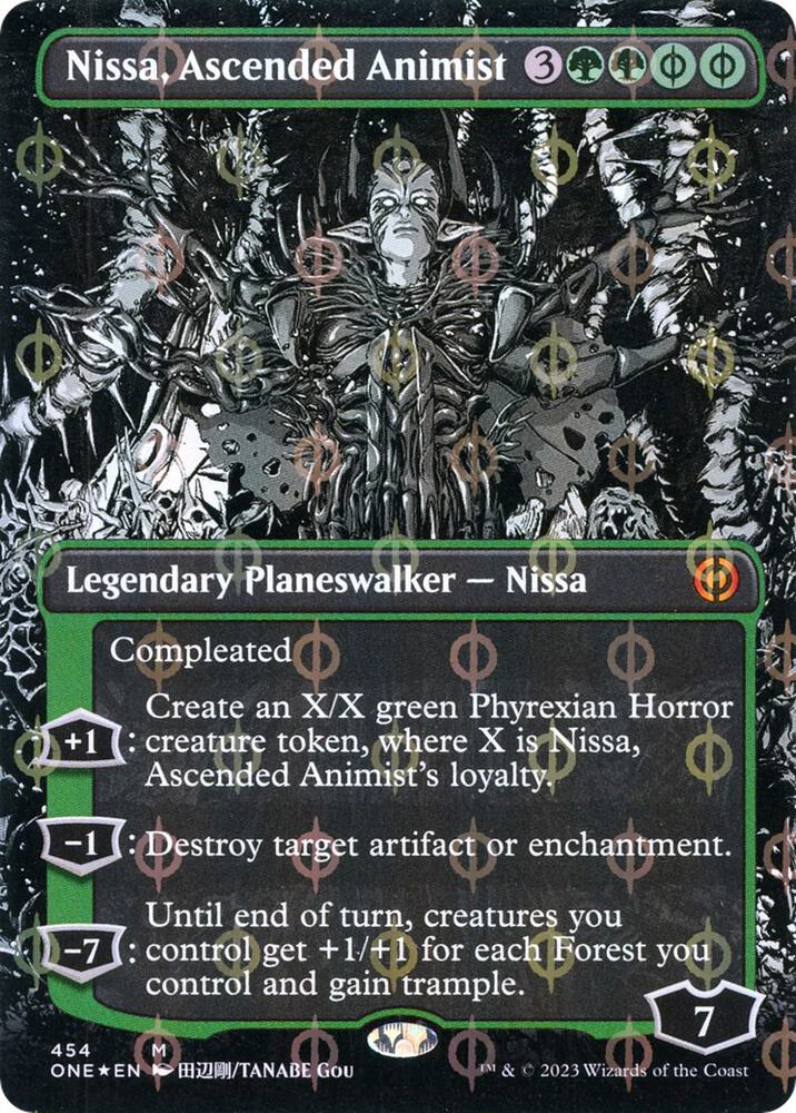 Nissa, Ascended Animist (Borderless) (Step-and-Compleat Foil) (454) (ONE)