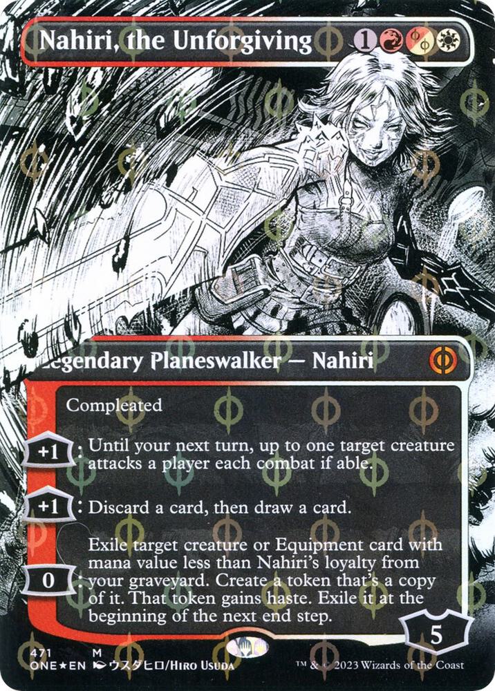 Nahiri, the Unforgiving (Borderless) (Step-and-Compleat Foil) (471) (ONE)