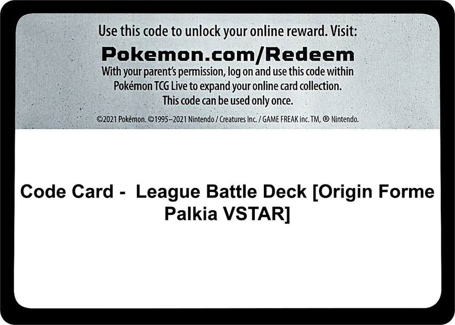 Code Card - League Battle Deck [Origin Forme Palkia VSTAR] (MCAP)