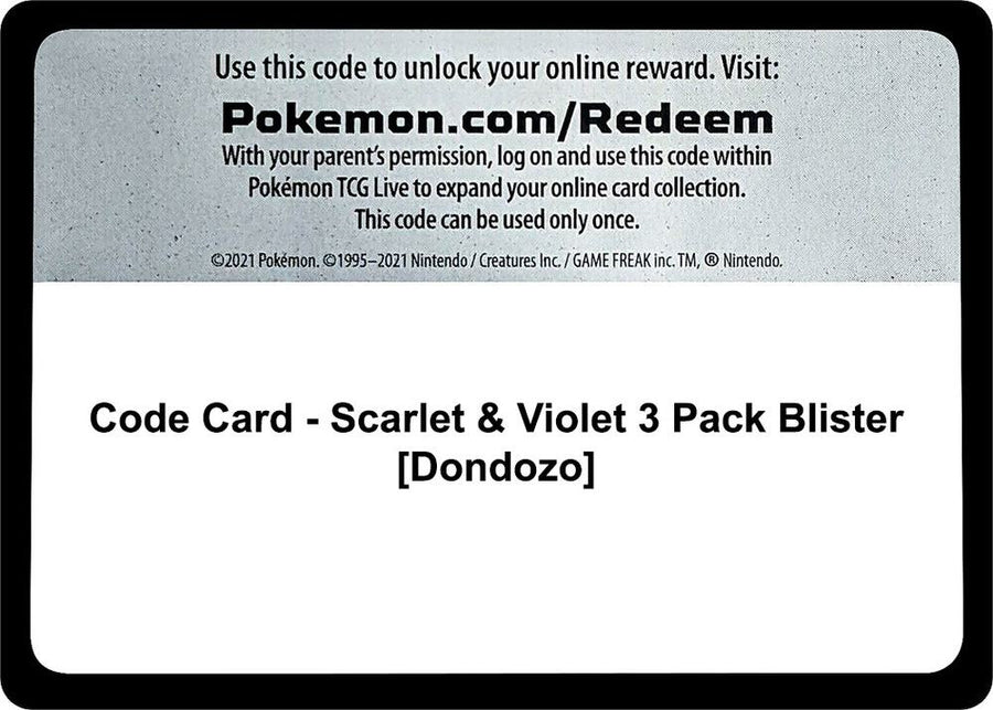 Code Card - Scarlet & Violet 3 Pack Blister [Dondozo] (SVI)