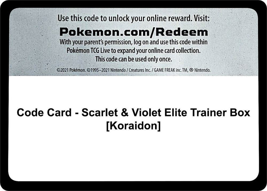 Code Card - Scarlet & Violet Elite Trainer Box [Koraidon] (SVI)